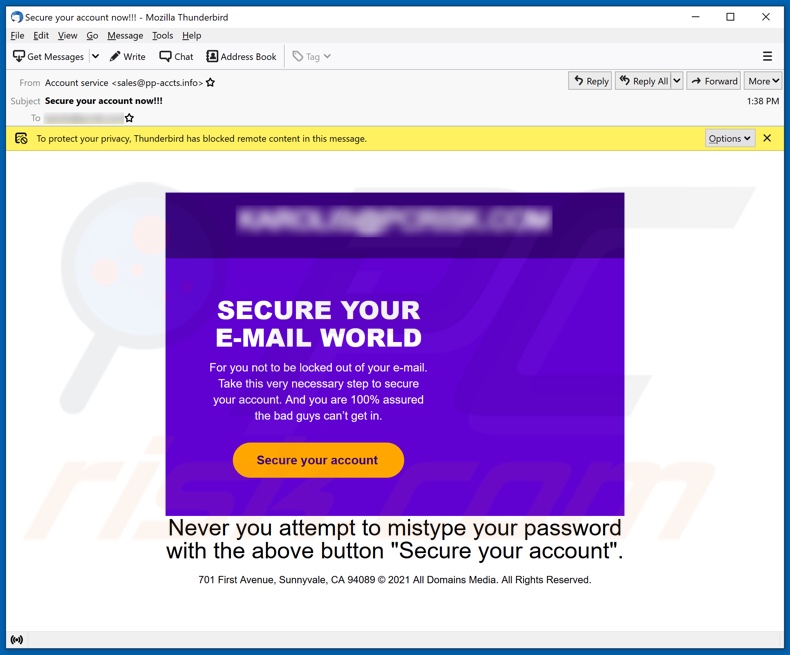 SECURE YOUR E-MAIL WORLD spamcampagne