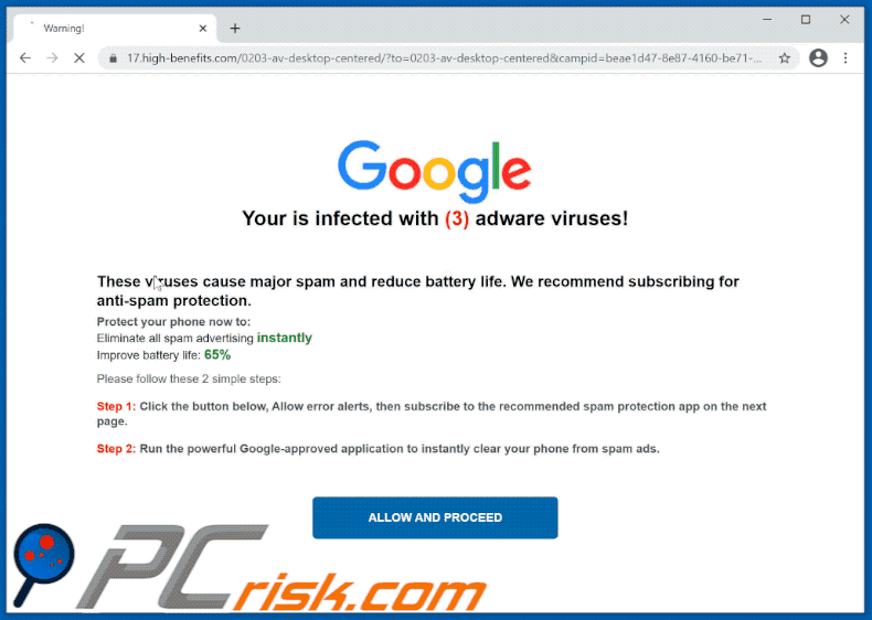 Uw apparaat is geïnfecteerd met een spam virus scam
