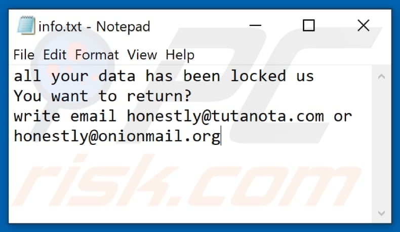 ZIG ransomware tekstbestand (info.txt)