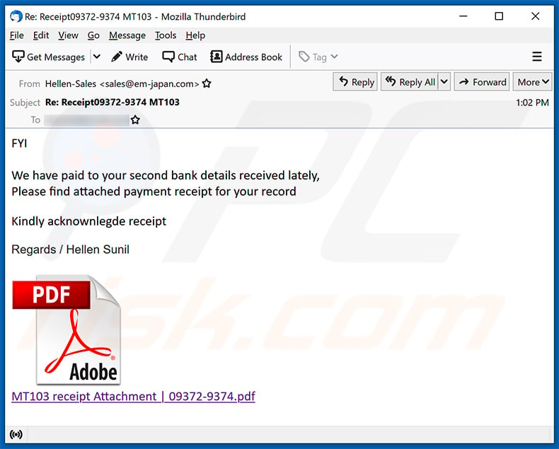 Spam e-mail met bankbetalingen als thema gebruikt om phishing-website te promoten (2021-07-08)