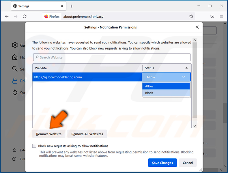 Browsermeldingen uitschakelen in Mozilla Firefox web browser (Android)