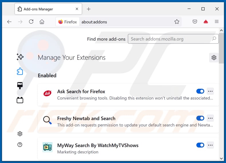 Verwijderen van malafide extensies uit Mozilla Firefox stap 2