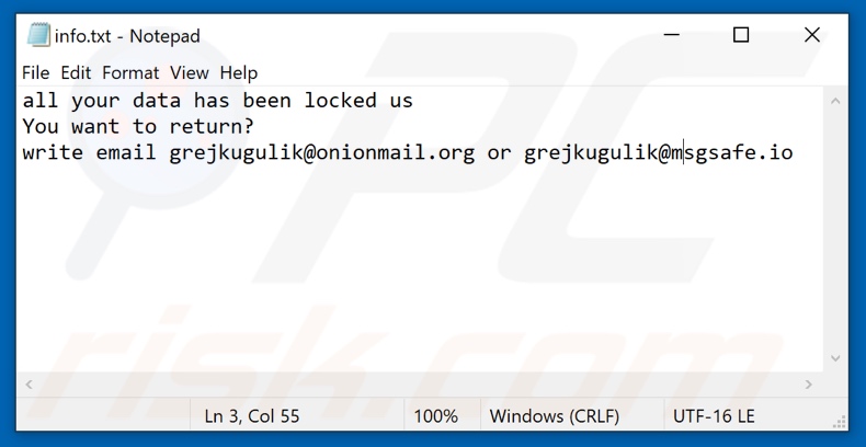 Grej ransomware tekstbestand (info.txt)
