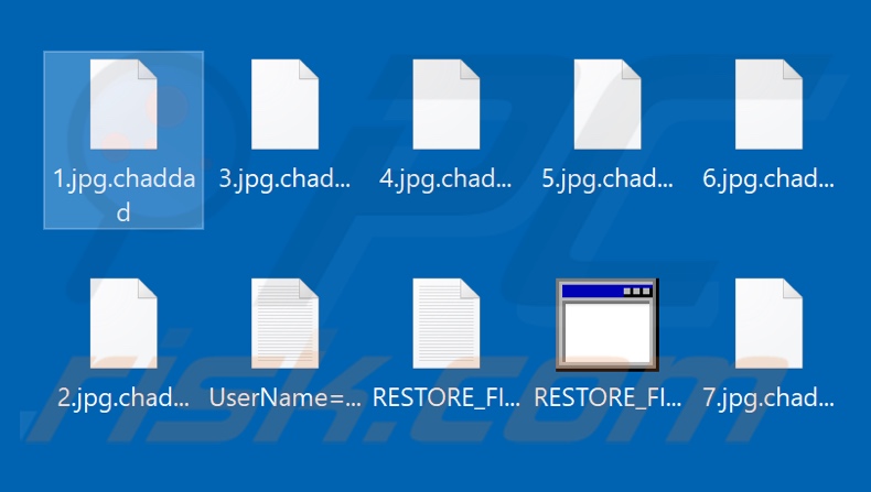 Files encrypted by Haron ransomware (.chaddad extension)