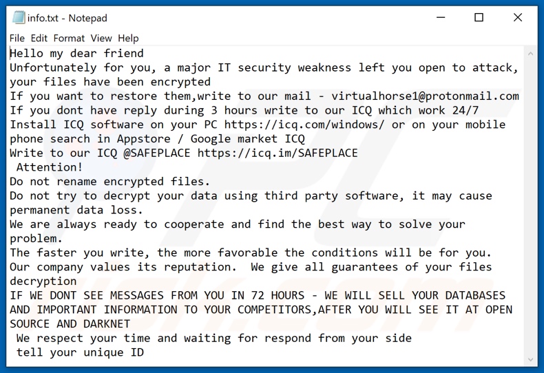 LOWPRICE ransomware tekstbestand (info.txt)