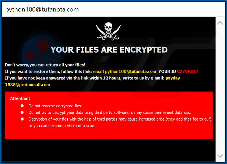 Pauze ransomware ontsleutelingsinstructies (pop-up)