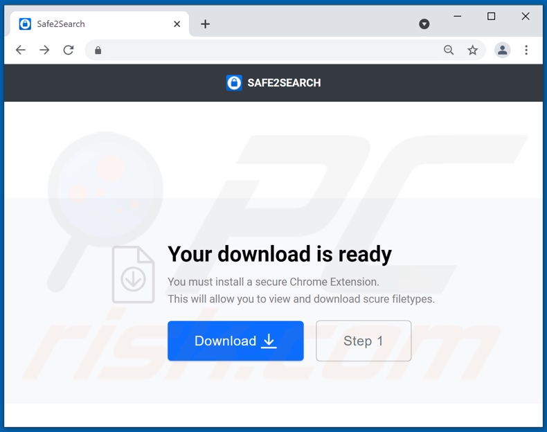Website gebruikt om Safe2Search browser hijacker te promoten