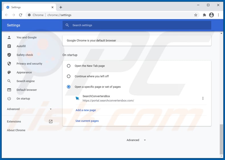 Het verwijderen van searchconvertersbox.com uit Google Chrome startpagina