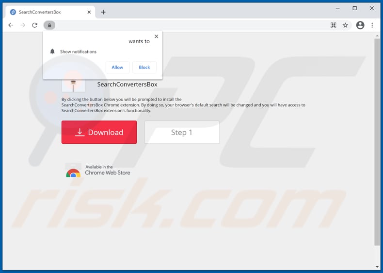 Website gebruikt om SearchConvertersBox browser hijacker te promoten