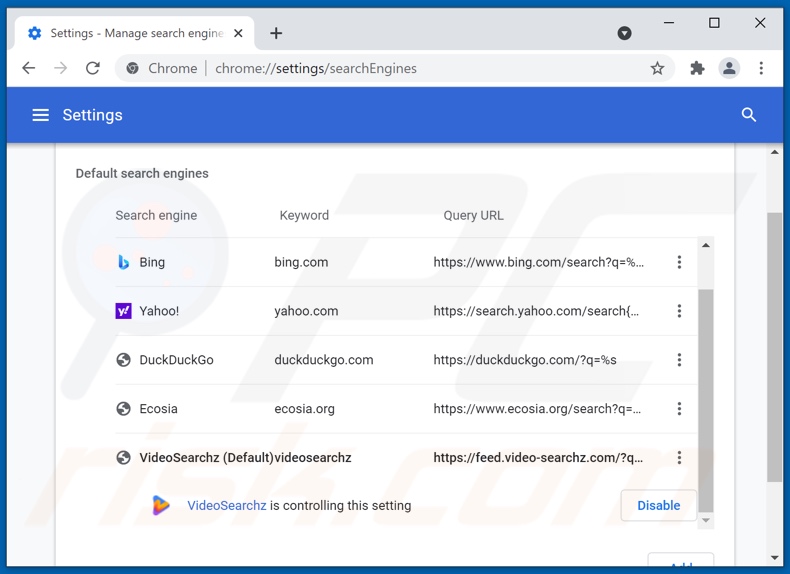 Verwijderen van video-searchz.com uit Google Chrome standaard zoekmachine