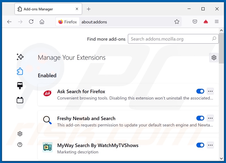 Verwijderen van video-searchz.com gerelateerde Mozilla Firefox extensies