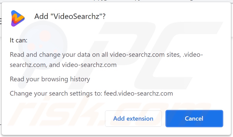 VideoSearchz browser hijacker vraagt om machtigingen