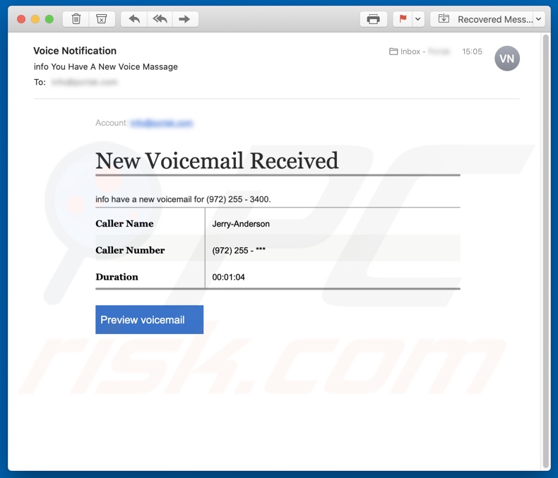Voicemail email spamcampagne