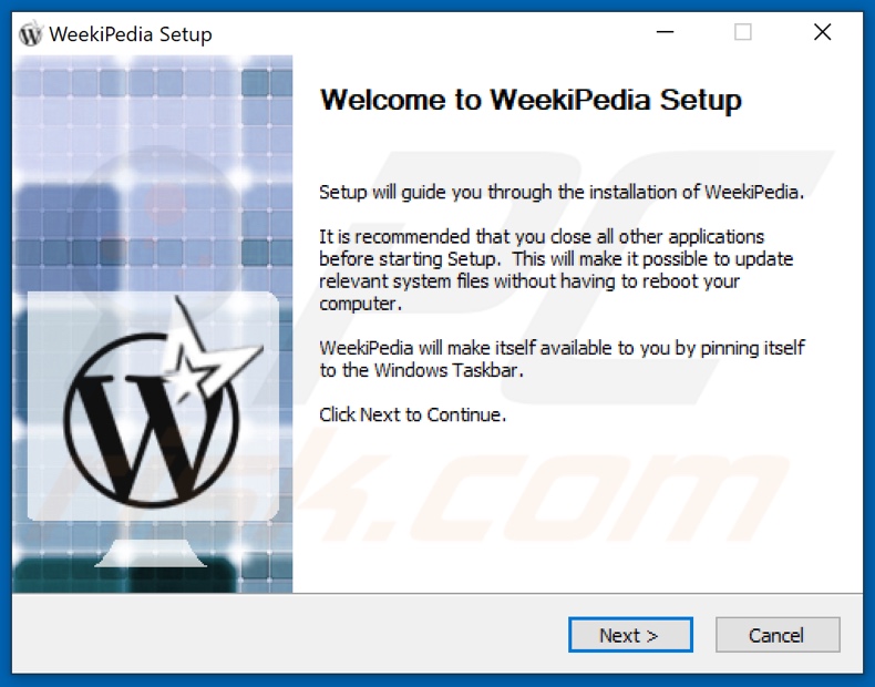 WeekiPedia adware installatieprogramma