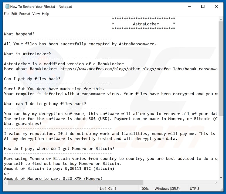 astralocker ransomware bericht variant 2