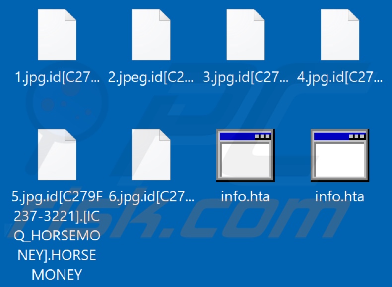 Bestanden die zijn versleuteld door HORSEMONEY ransomware (.HORSEMONEY extensie)