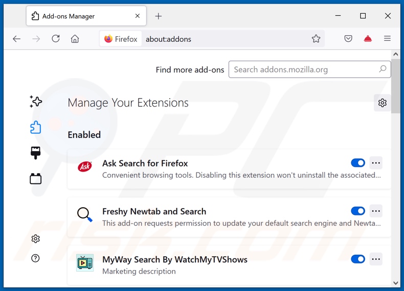 Verwijderen van kwiqsearch.com gerelateerde Mozilla Firefox extensies
