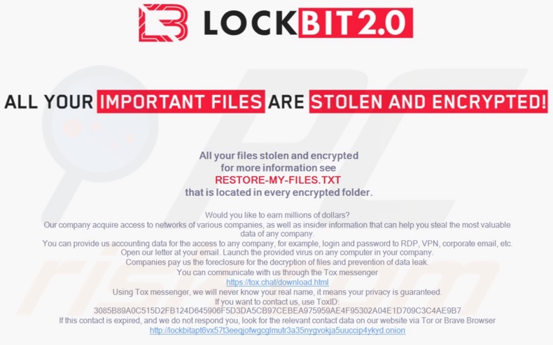 LockBit 2.0 ransomware bureaublad achtergrond