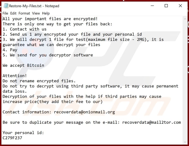 Loki Locker ransomware tekstbestand (Restore-My-Files.txt)