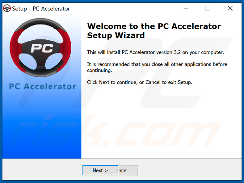 Installer setup van PC Accelerator ongewenste toepassing