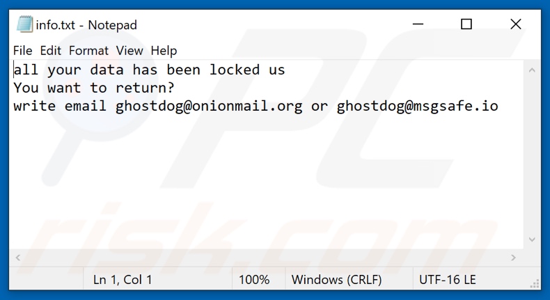 RZA ransomware tekstbestand (info.txt)