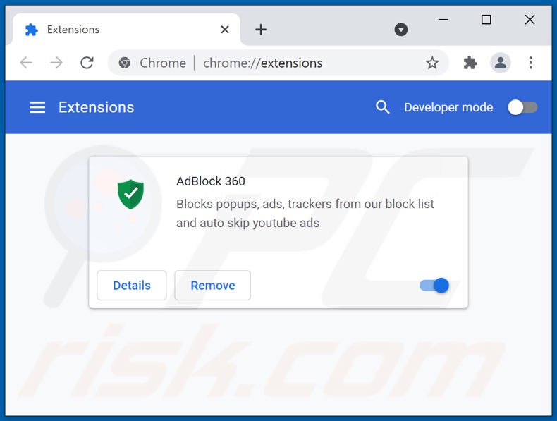 AdBlock 360 advertenties verwijderen uit Google Chrome stap 2