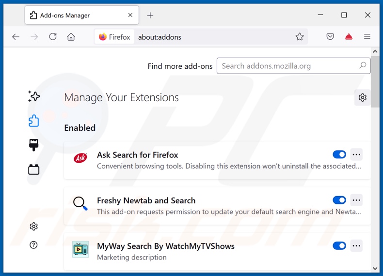 Verwijderen van bettersearchtr.com gerelateerde Mozilla Firefox extensies