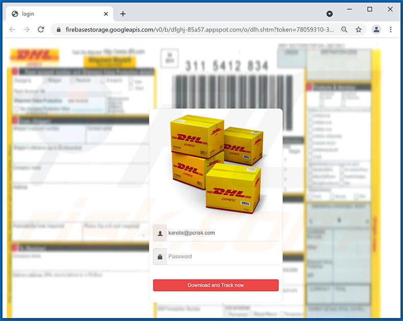 Phishing site promoted via DHL Express-themed spam email (2021-09-10)