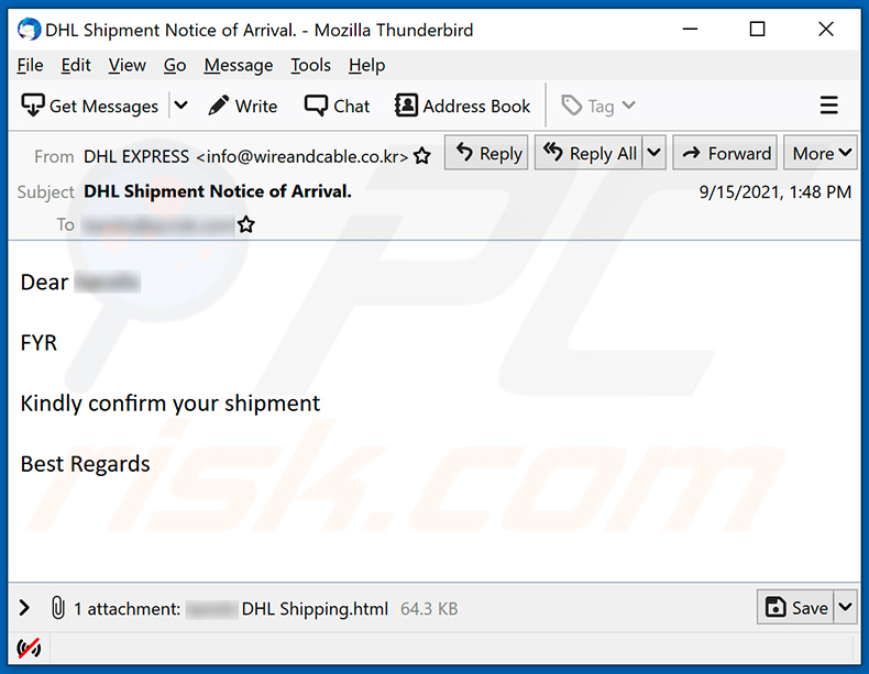 DHL shipment confirmation-thema spam email (2021-09-17)
