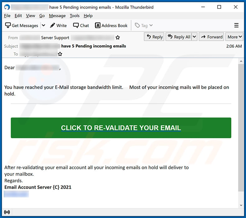U heeft uw bandbreedtelimiet voor spam voor e-mailopslag bereikt (2021-09-02)