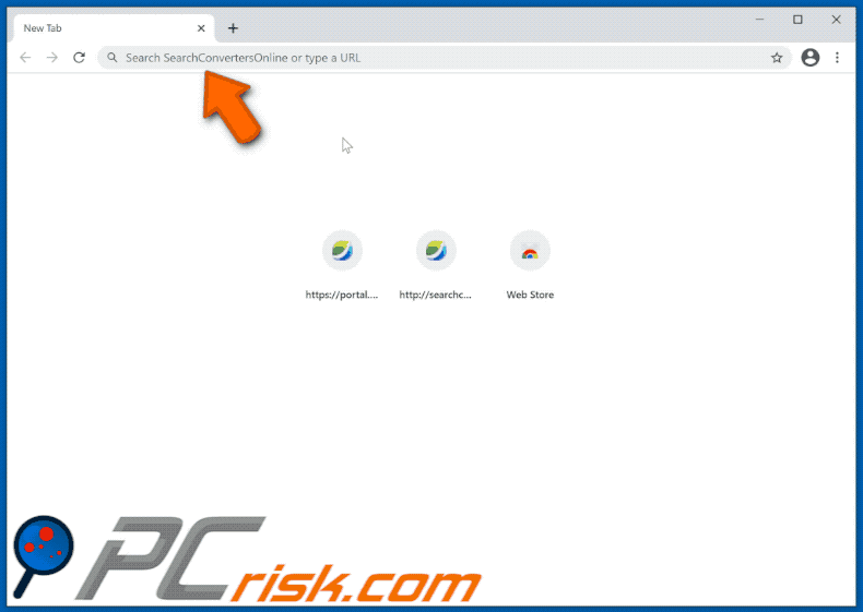 SearchConvertersOnline browser hijacker omleiden naar searchlee.com (GIF)