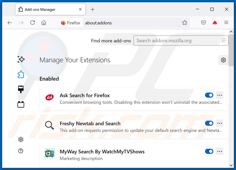 Verwijderen van togosearching.com gerelateerde Mozilla Firefox extensies