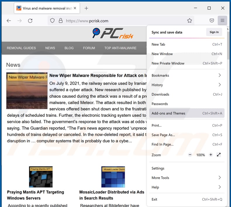 Yourhotfeed[.]com advertenties verwijderen uit Mozilla Firefox stap 1