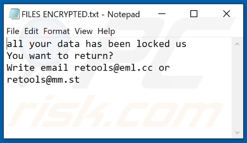 yUixN ransomware tekstbestand (FILES ENCRYPTED.txt)
