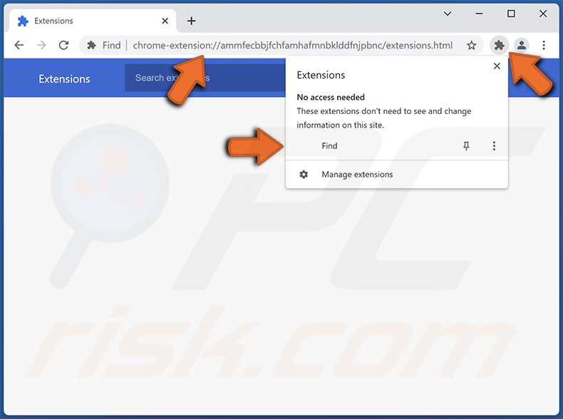 peatea[.]xyz die browser hijacker promoot die een valse extensielijst weergeeft