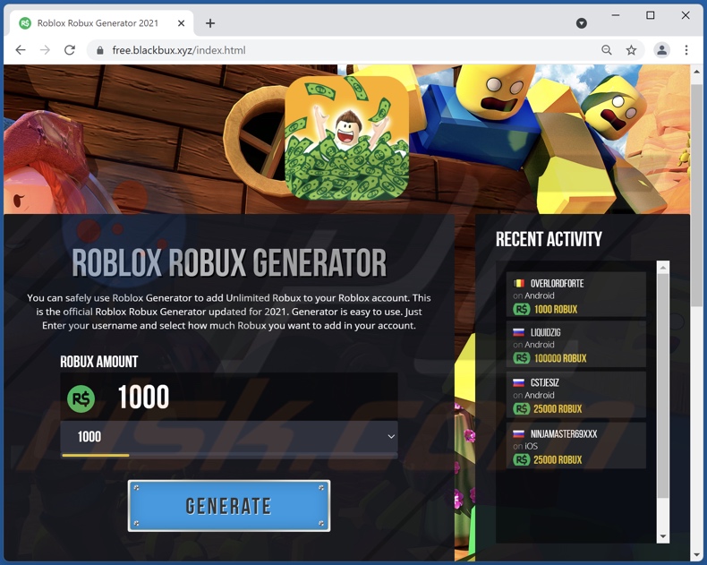 Robux Generator scam