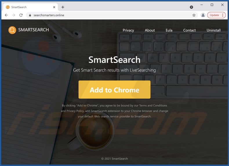 Website gebruikt om Smart Search browser hijacker te promoten