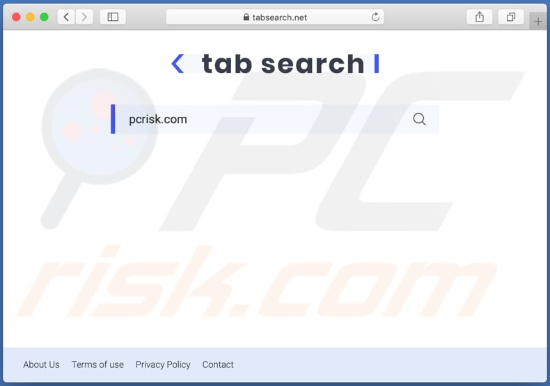 tabsearch.net browser hijacker op een Mac computer
