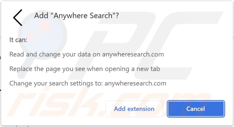 anywhere search browser hijacker browsermelding
