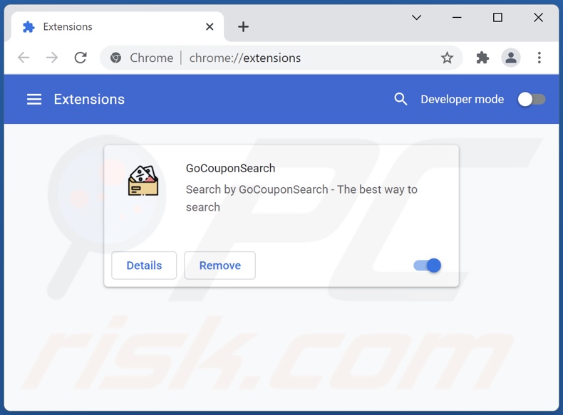 Verwijderen van gocouponsearch.com gerelateerde Google Chrome extensies