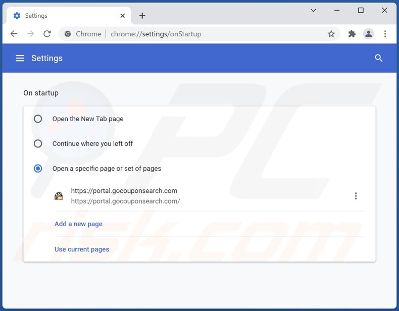 Verwijderen van gocouponsearch.com uit Google Chrome homepage