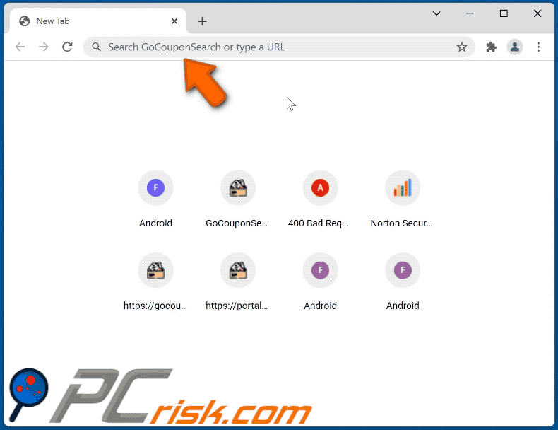 GoCouponSearch browser hijacker omleiden naar searchlee.com (GIF)