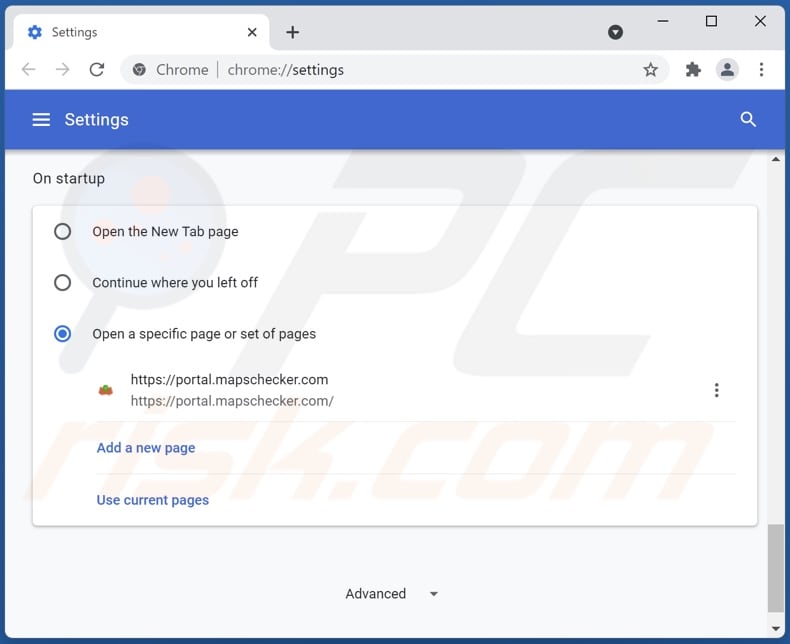 Het verwijderen van mapschecker.com uit Google Chrome homepage