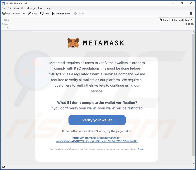 MetaMask email spam campagne