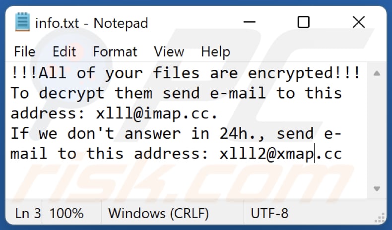 xiii ransomware tekst notitie (info.txt)