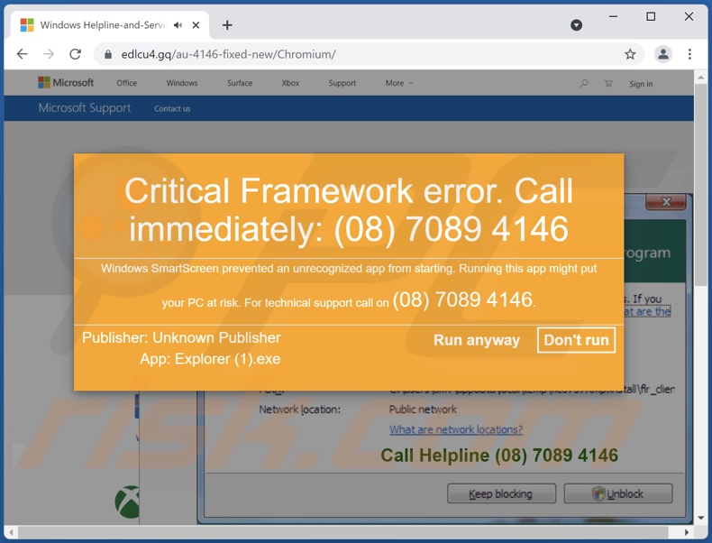 Critical Framework Error scam