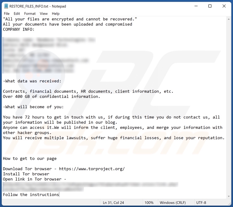 Midas ransomware tekstbestand(RESTORE_FILES_INFO.txt)