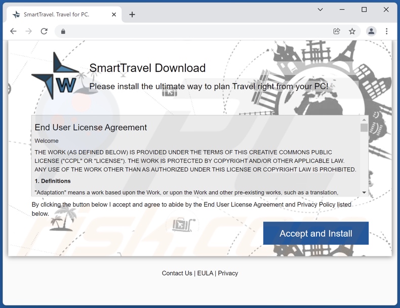SmartTravel adware die website promoot