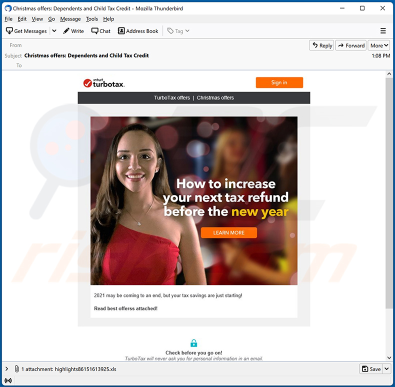TurboTax e-mail virus malware-spam campagne
