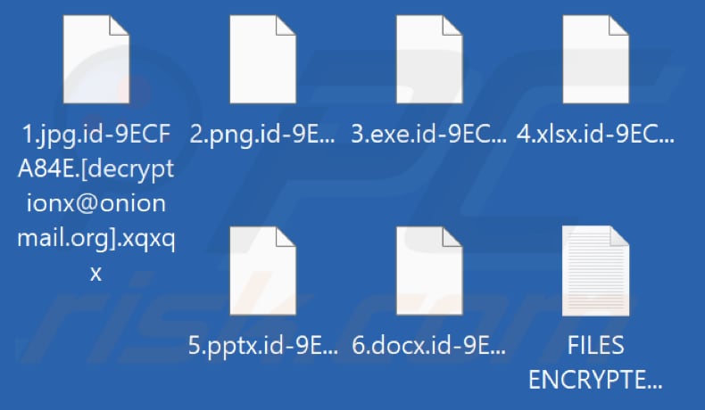 Bestanden gecodeerd door Xqxqx ransomware (.xqxqx extensie)